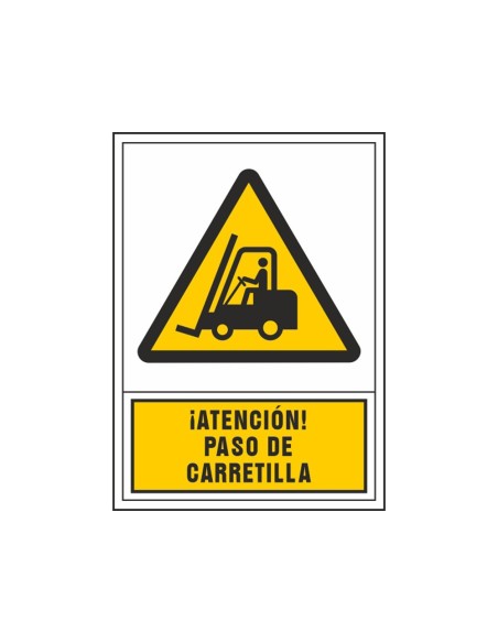 PICTO SEÑAL ADVERTENCIA ATENCION PASO CARRETILLA PVC 245X345 MM