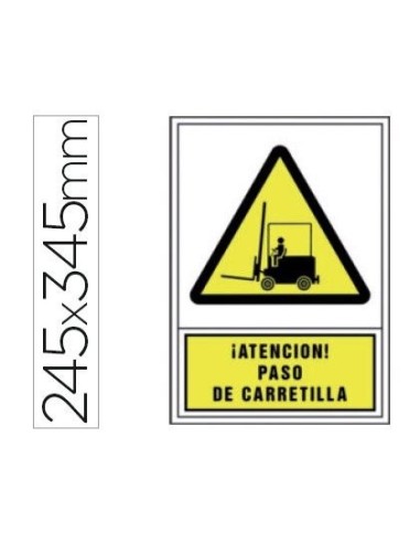 PICTO SEÑAL ADVERTENCIA ATENCION PASO CARRETILLA PVC 245X345 MM