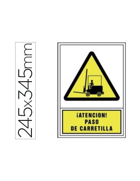 PICTO SEÑAL ADVERTENCIA ATENCION PASO CARRETILLA PVC 245X345 MM