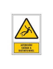 PICTO SEÑAL ADVERTENCIA ATENCION CAIDAS A DISTINTO NIVEL PVC 245X345