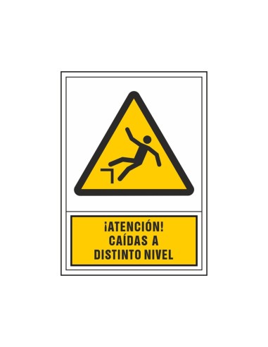 PICTO SEÑAL ADVERTENCIA ATENCION CAIDAS A DISTINTO NIVEL PVC 245X345