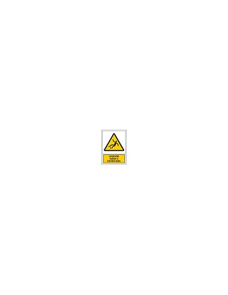 PICTO SEÑAL ADVERTENCIA ATENCION CAIDAS A DISTINTO NIVEL PVC 245X345