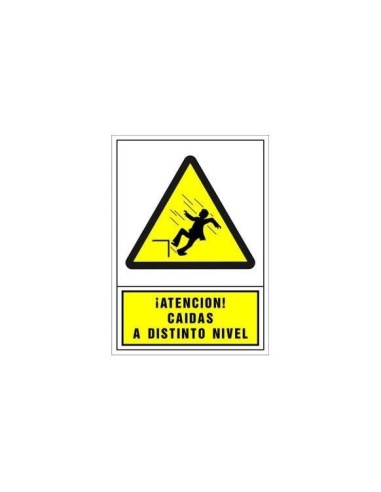 PICTO SEÑAL ADVERTENCIA ATENCION CAIDAS A DISTINTO NIVEL PVC 245X345
