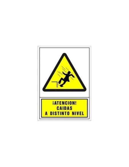PICTO SEÑAL ADVERTENCIA ATENCION CAIDAS A DISTINTO NIVEL PVC 245X345