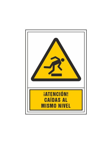 PICTO SEÑAL ADVERTENCIA ATENCION CAIDASMISMO NIVEL PVC 245X345 MM