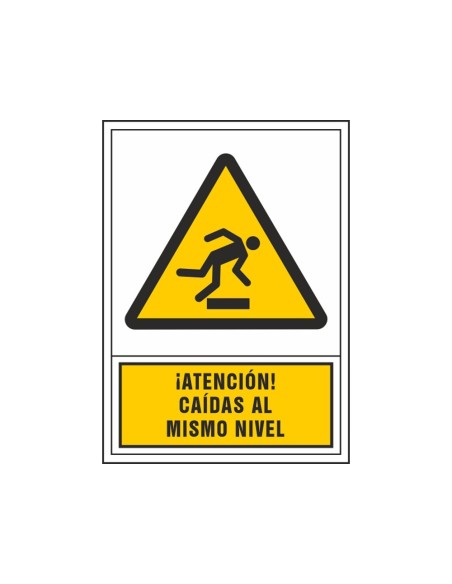 PICTO SEÑAL ADVERTENCIA ATENCION CAIDASMISMO NIVEL PVC 245X345 MM