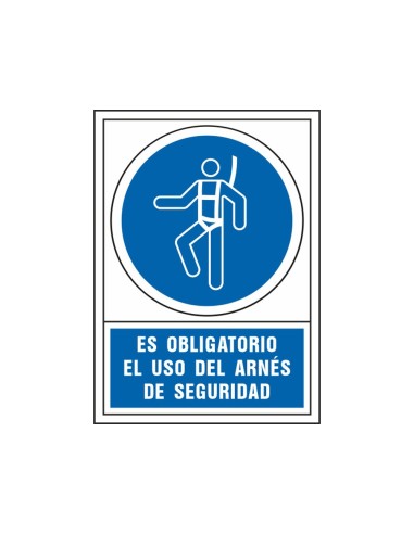 PICTO SEÑAL OBLIGATORIO USO ARNES SEGURIDAD PVC 245X345 MM