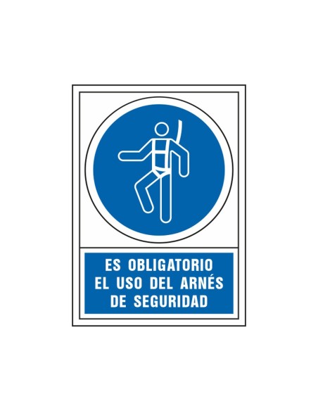 PICTO SEÑAL OBLIGATORIO USO ARNES SEGURIDAD PVC 245X345 MM