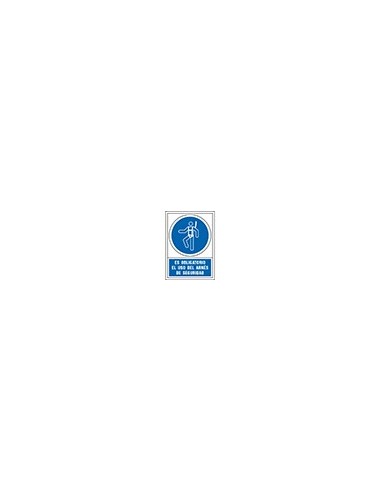 PICTO SEÑAL OBLIGATORIO USO ARNES SEGURIDAD PVC 245X345 MM