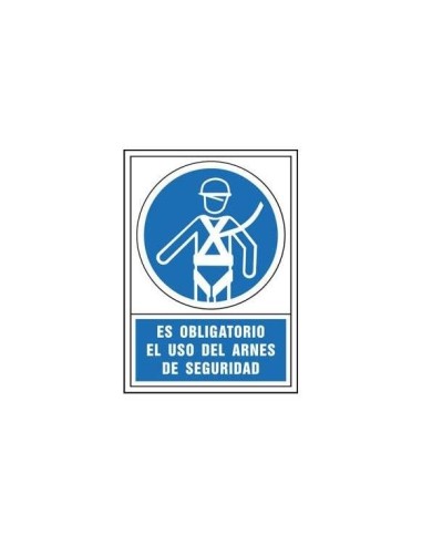 PICTO SEÑAL OBLIGATORIO USO ARNES SEGURIDAD PVC 245X345 MM