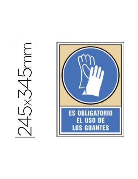 PICTO SEÑAL OBLIGATORIO USO GUANTES PVC 245X345 MM
