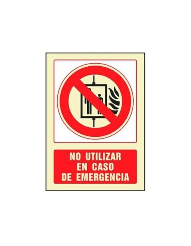 PICTO SEÑAL NO UTILIZAR CASO EMERGENCIA PVC FOTOLUMINISCENTE 210X297