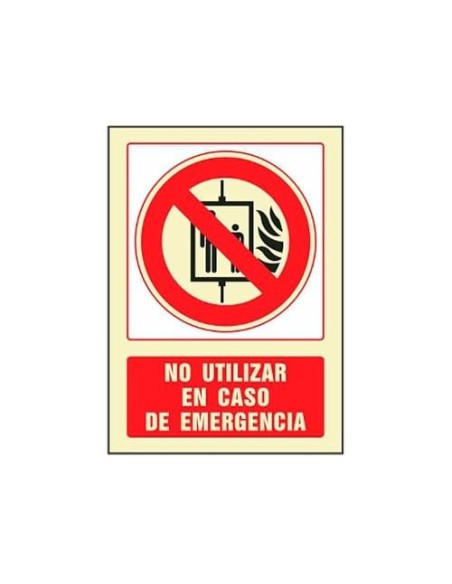 PICTO SEÑAL NO UTILIZAR CASO EMERGENCIA PVC FOTOLUMINISCENTE 210X297