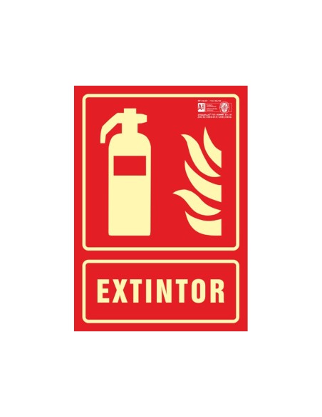 PICTOGRAMA SYSSA SEÑAL DE EXTINTOR EN PVC FOTOLUMINISCENTE 210X297 MM