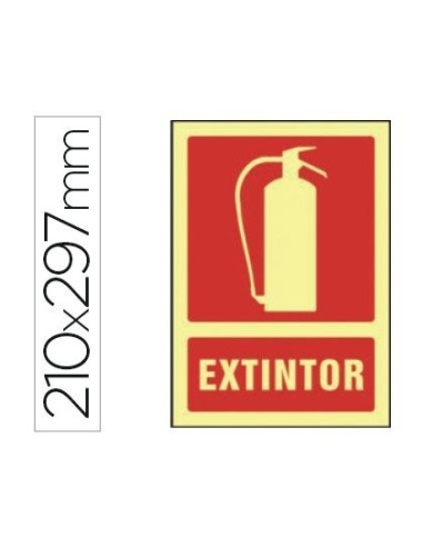 PICTOGRAMA SYSSA SEÑAL DE EXTINTOR EN PVC FOTOLUMINISCENTE 210X297 MM