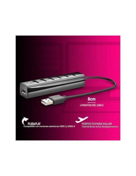 HUB NGS TINY 7 PUERTOS ADAPTADOR CORRIENTE USB 2.0
