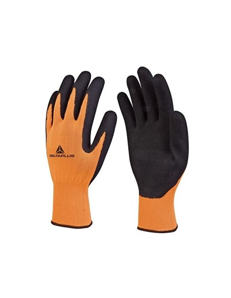 GUANTES DELTAPLUS POLIESTER LATEX PALMA DEDOS NJ. FLUOR/NG.TALLA 10