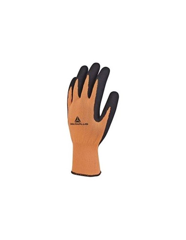 GUANTES DELTAPLUS POLIESTER LATEX PALMA DEDOS NJ. FLUOR/NG.TALLA 9