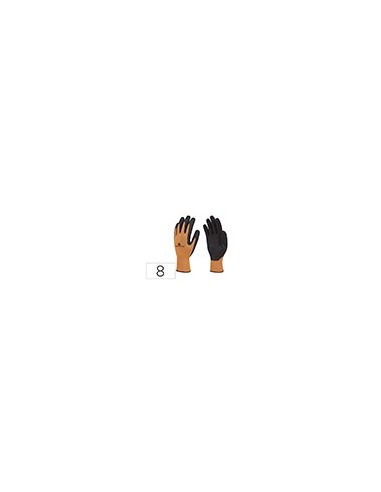 GUANTES DELTAPLUS POLIESTER LATEX PALMA DEDOS NJ. FLUOR/NG.TALLA 8