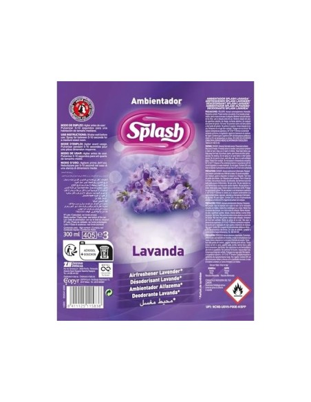AMBIENTADOR SPRAY SPLASH AROMA LAVANDA BOTE 300 ML