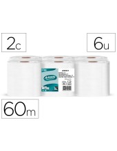 PAPEL SECAMANOS AMOOS INDUST 2 CAPAS 32G/M2 CEL BLANCO 60 MT 6UD