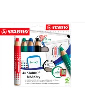 LAPIZ MARCADOR SECO STABILO MARKDRY PIZARRA BL.ESTUCHE 4 UD.SURT.
