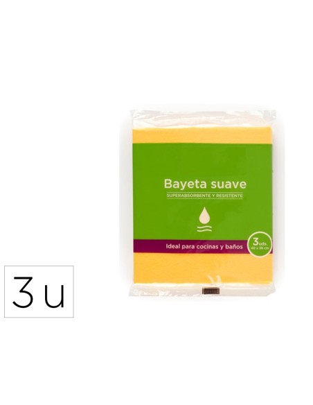 BAYETA MICROFIBRA SUAVE AM.PARA COCINAS BAÑOS 40X36 CM PK.DE 3 UD.