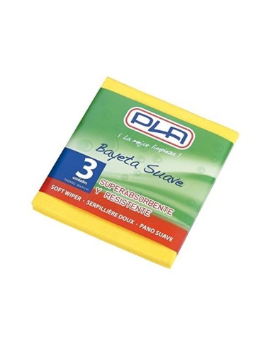 BAYETA MICROFIBRA SUAVE AM.PARA COCINAS BAÑOS 40X36 CM PK.DE 3 UD.
