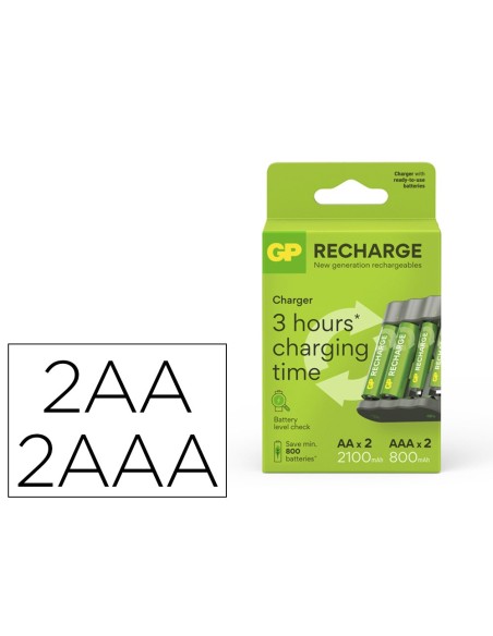 CARGADOR PILAS RECARGABLES GP USB AA /AAA+2X AA 2100 MAH+2X AAA