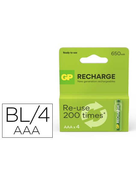 PILA GP RECARGABLE AAA 650 MAH 4 UD.