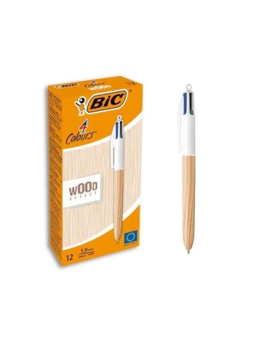 BOLIGRAFO BIC 4 WOOD CAJA 12 UD.SURT.
