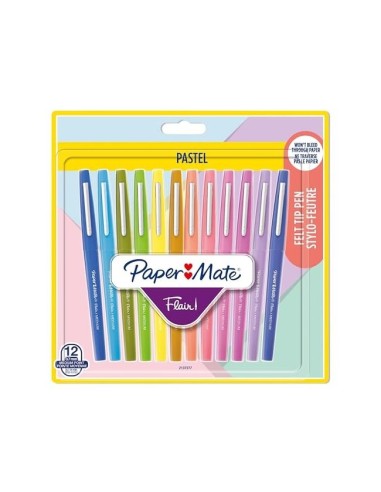 ROTULADOR PAPER MATE FLAIR PASTEL FIBRA 12 UD.SURT.