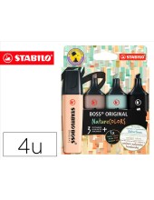 ROTULADOR STABILO BOSS PASTEL FLUOR.70 NATURE COLORS  4 UD.SURT.