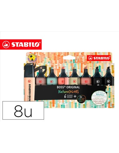 ROTULADOR STABILO BOSS PASTEL FLUOR.70 NATURE COLORS  8 UD.SURT.