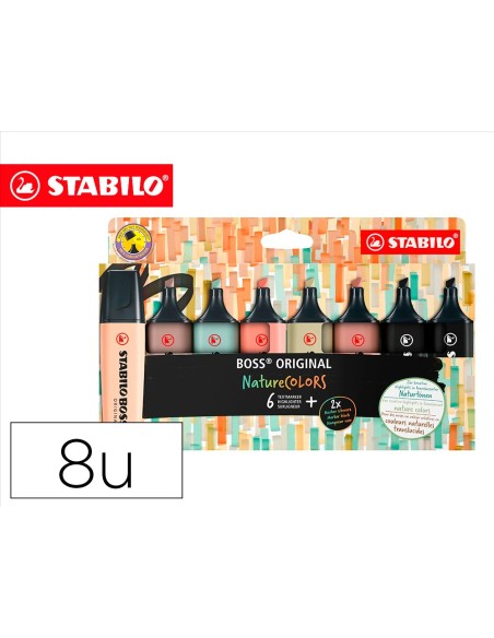 ROTULADOR STABILO BOSS PASTEL FLUOR.70 NATURE COLORS  8 UD.SURT.