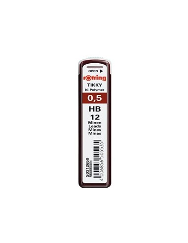 MINAS ROTRING GRAFITO 0,5 MM HB ESTUCHE 12 MINAS