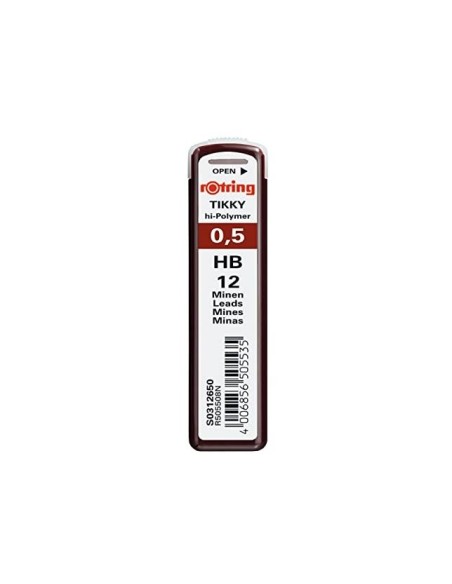 MINAS ROTRING GRAFITO 0,5 MM HB ESTUCHE 12 MINAS