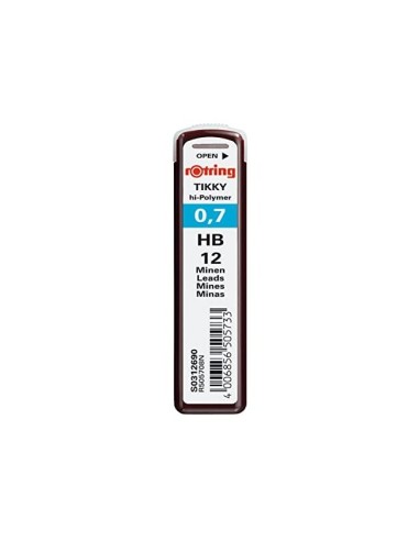 MINAS ROTRING GRAFITO 0,7 MM HB ESTUCHE 12 MINAS
