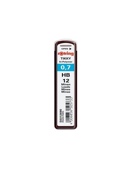 MINAS ROTRING GRAFITO 0,7 MM HB ESTUCHE 12 MINAS