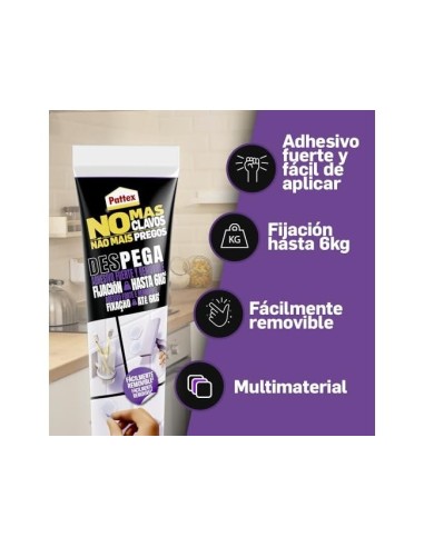 ADHESIVO PATTEX PEGA DESPEGA NO MAS CLAVO 6 KG 12 UD.