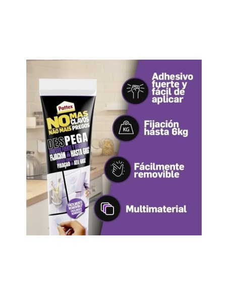 ADHESIVO PATTEX PEGA DESPEGA NO MAS CLAVO 6 KG 12 UD.