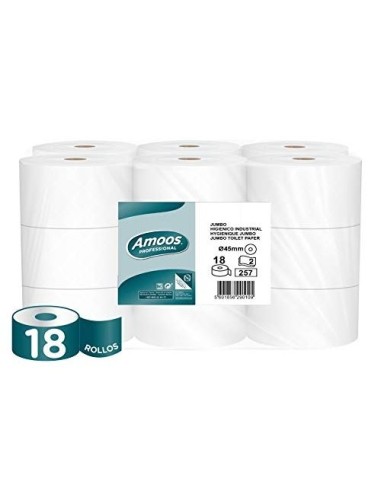 PAPEL HIGIENICO AMOOS JUMBO INDUSTRIAL 2 CAPAS 30G/M2 PQ.DE 18 ROLLOS
