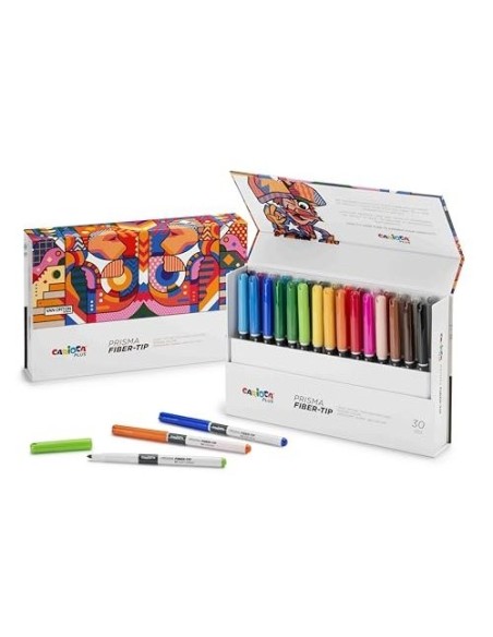 ROTULADOR CARIOCA PLUS PRISMA FIBER-TIP FIBRA CAJA COMP. 30 UD.SURT.