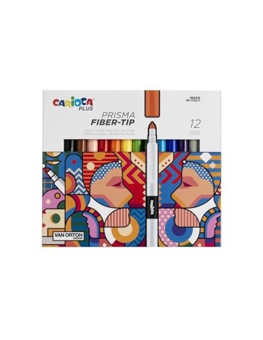 ROTULADOR CARIOCA PLUS PRISMA FIBER-TIP FIBRA CAJA 12 UD.SURT.