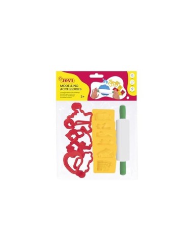 JUEGO JOVI RODILLO PLASTILINA+12 MOLDES FORMAS SURTIDAS