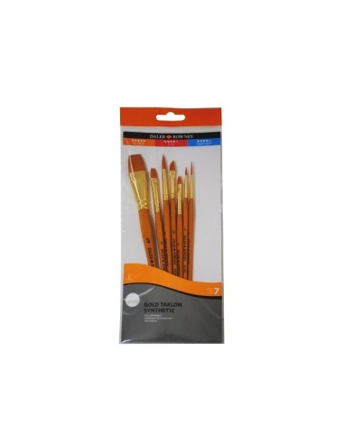 PINCELES DALER ROWNEY SIMPLY ART SINT. MANGO CORTO DORADO BLIS. 7 UD.