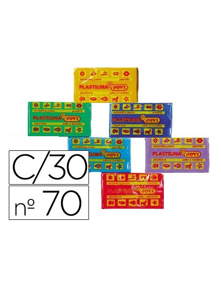 PLASTILINA JOVI 70 SURTIDA TAMAÑO PEQUEÑO CAJA 30 UDS.
