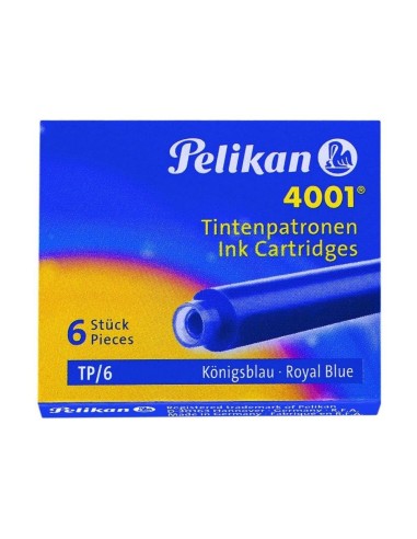 TINTA PLUMAS PELIKAN AZUL REAL CAJA 6 CARTUCHOS