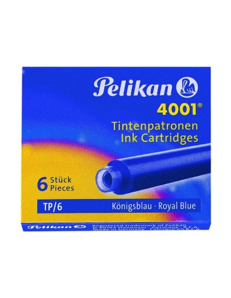 TINTA PLUMAS PELIKAN AZUL REAL CAJA 6 CARTUCHOS