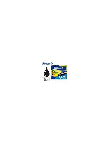 TINTA PLUMAS PELIKAN NEGRA CAJA 6 CARTUCHOS